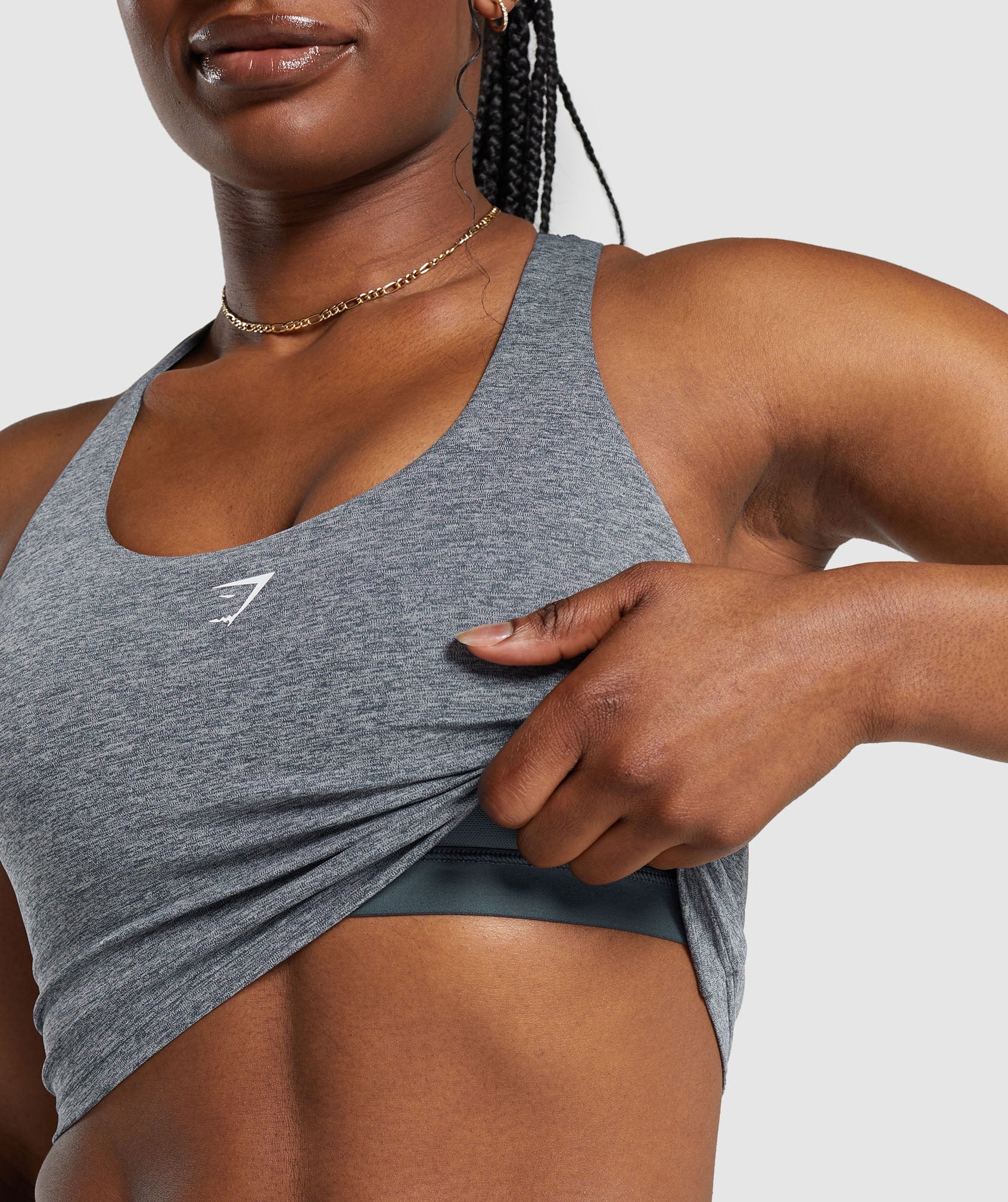 Marl Racer Crop Tank With Shelf