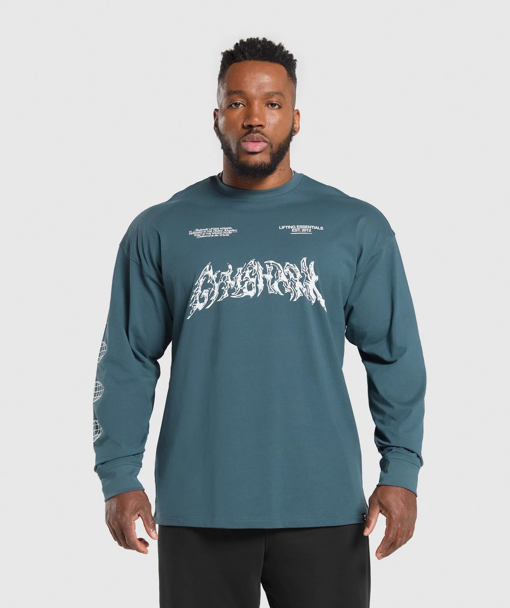 Metal Lifting Graphic Long Sleeve T-Shirt