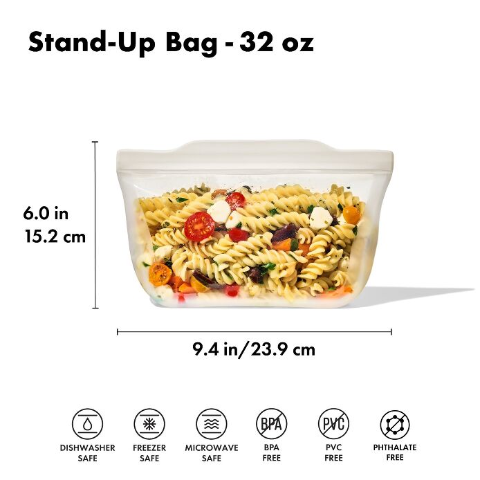 Silicone Reusable Bag - Stand-Up Quart (32 oz) - Oat