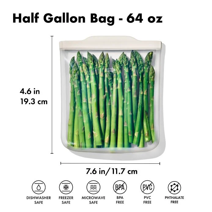 Silicone Reusable Bag - Half Gallon Bag (64 oz) - Oat