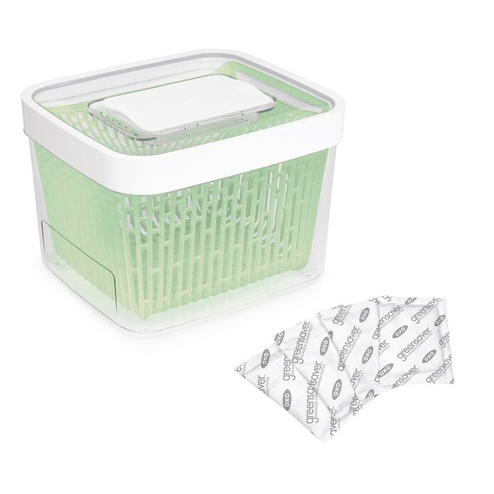 GreenSaver Produce Keeper (4.3 Qt) & GreenSaver Carbon Filter Refills - 4 Pack Bundle