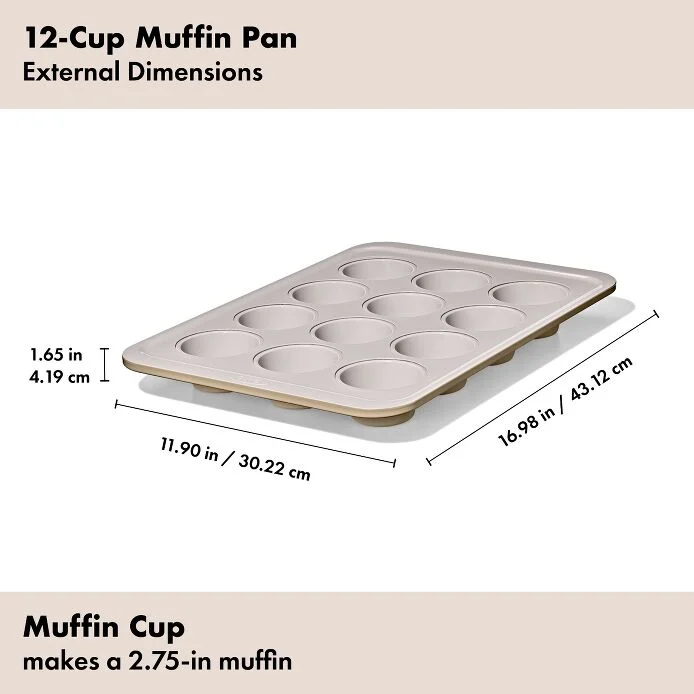 Non-Stick Pro Ceramic Coated Metal Bakeware 12-Cup Muffin Pan - Biscuit