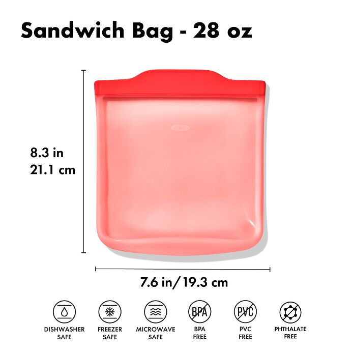 Silicone Reusable Bag - Sandwich Bag (28 oz) - Watermelon