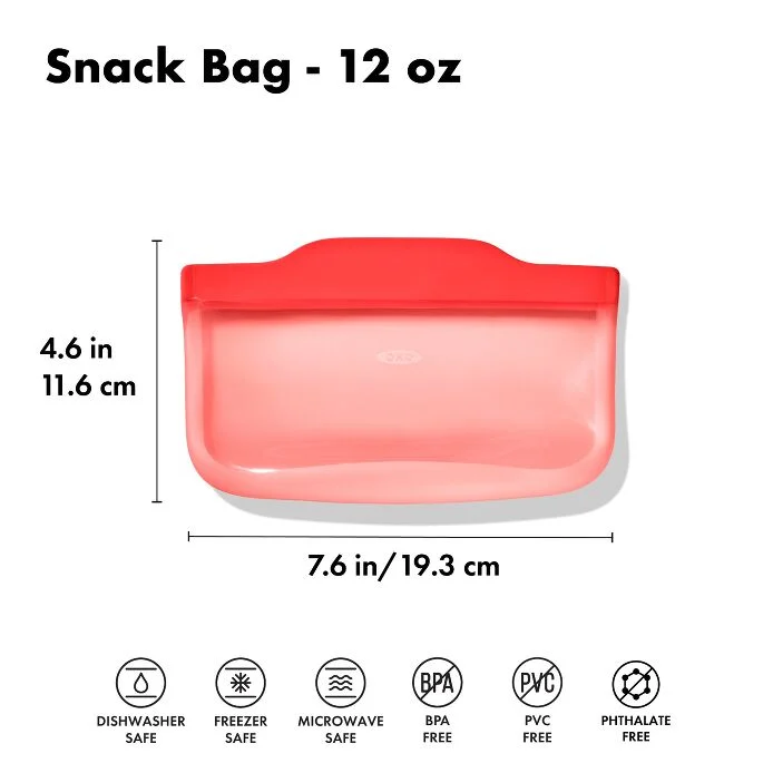 Silicone Reusable Bag - Snack Bag (12 oz) - Watermelon