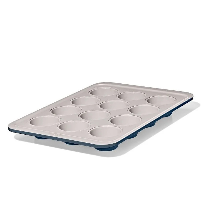 Non-Stick Pro Ceramic Coated Metal Bakeware 12 Cup Muffin Pan – Storm Blue