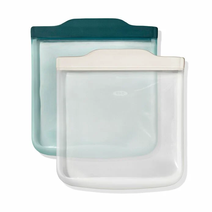 OXO Good Grips Silicone Reusable Bag - 4 Piece Lunch Set - Oat/Lagoon