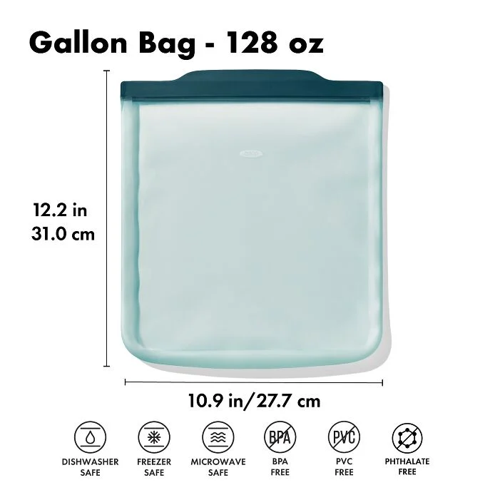 OXO Good Grips Silicone Reusable Bag - Gallon Bag (128 oz) - Lagoon