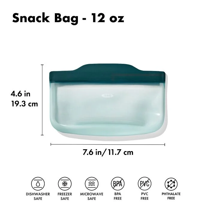 Silicone Reusable Bag - Snack Bag (12 oz) - Lagoon