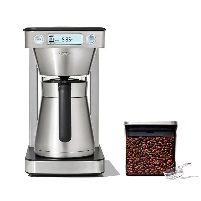 12-Cup Coffee Maker with Podless Single-Serve Function & Steel Coffee POP Container (1.7 Qt) with Scoop Bundle