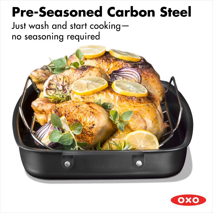 OXO Obsidian Carbon Steel Roaster with Rack