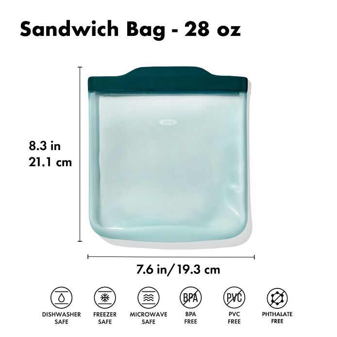 Silicone Reusable Bag - Sandwich Bag (28 oz) - Lagoon