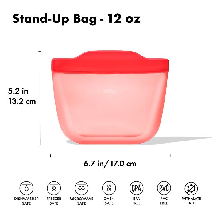 OXO Good Grips Silicone Reusable Bag - Stand-Up Snack (12 oz) – Watermelon