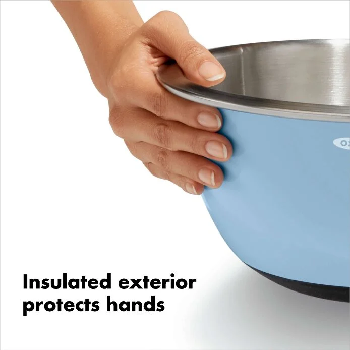 3-Piece Stainless Steel Mixing Bowl Set - Blue/Gray