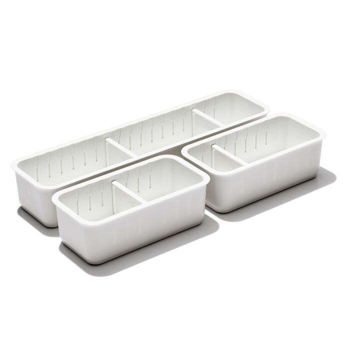 3-Piece Slim Adjustable Drawer Bin Set