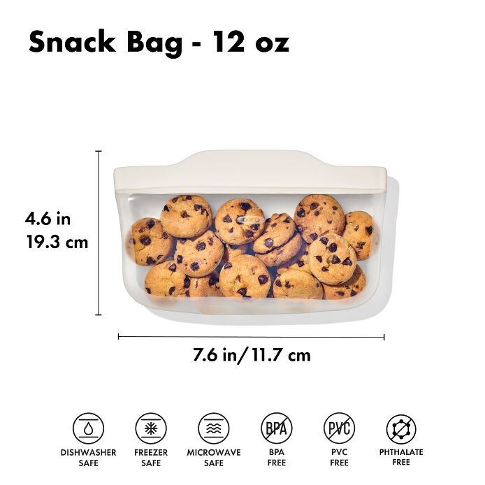 Silicone Reusable Bag - Snack Bag (12 oz) - Oat