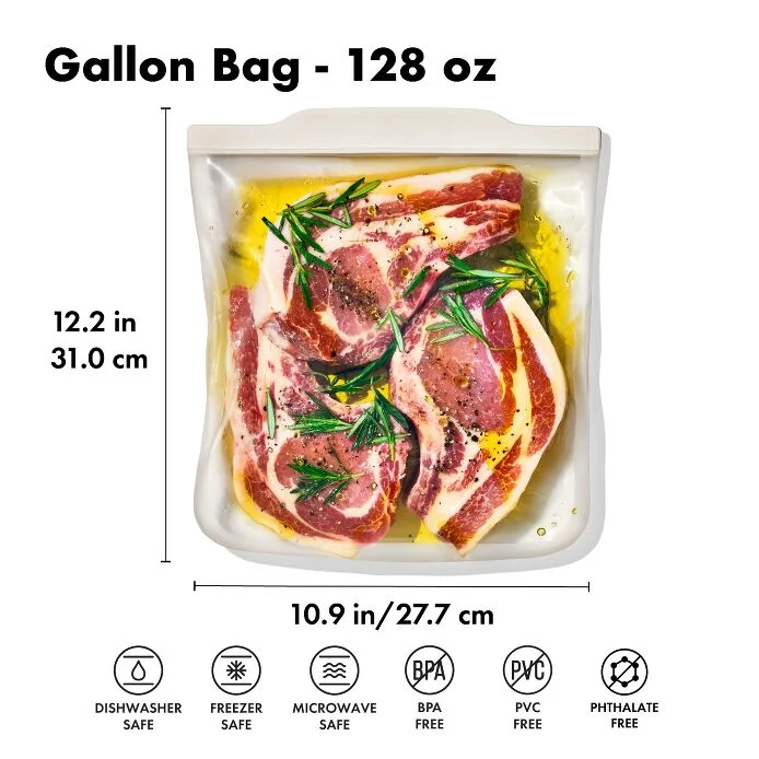 Silicone Reusable Bag - Gallon Bag (128 oz) - Oat