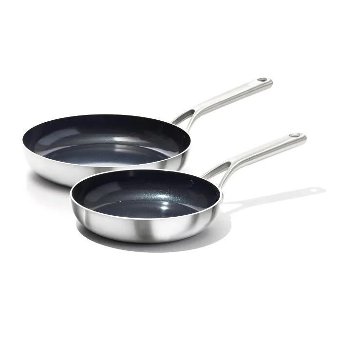 OXO Tri-Ply Stainless Non-Stick Mira Series 2-Piece Fry Pan Set. 8-Inch and 10-Inch