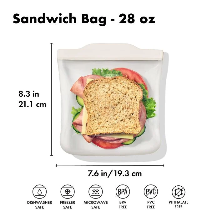Silicone Reusable Bag - Sandwich Bag (28 oz) - Oat