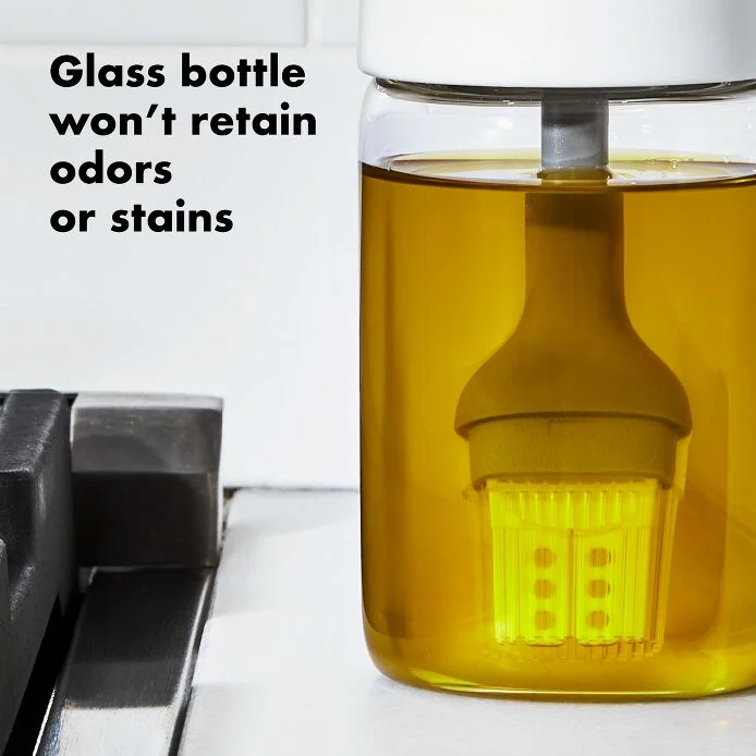 Glass Oil Bottle and Silicone Brush Set