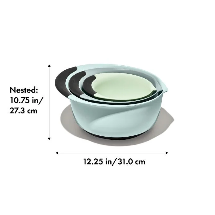 3 Piece Mixing Bowl Set - Cadet Blue Tower Grey. Jade