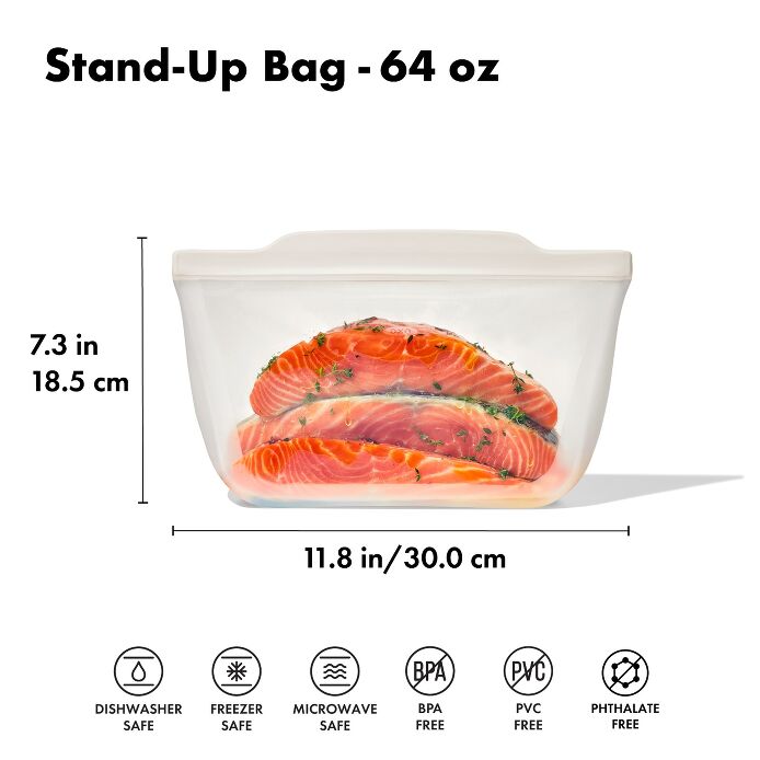 Silicone Reusable Bag - Stand-Up Half Gallon (64 oz) - Oat