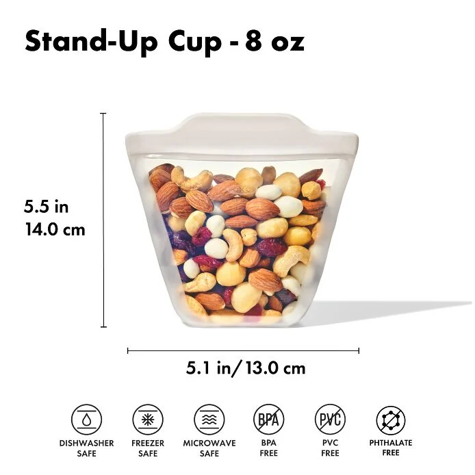 Silicone Reusable Bag - Stand-Up Cup (8 oz) - Oat