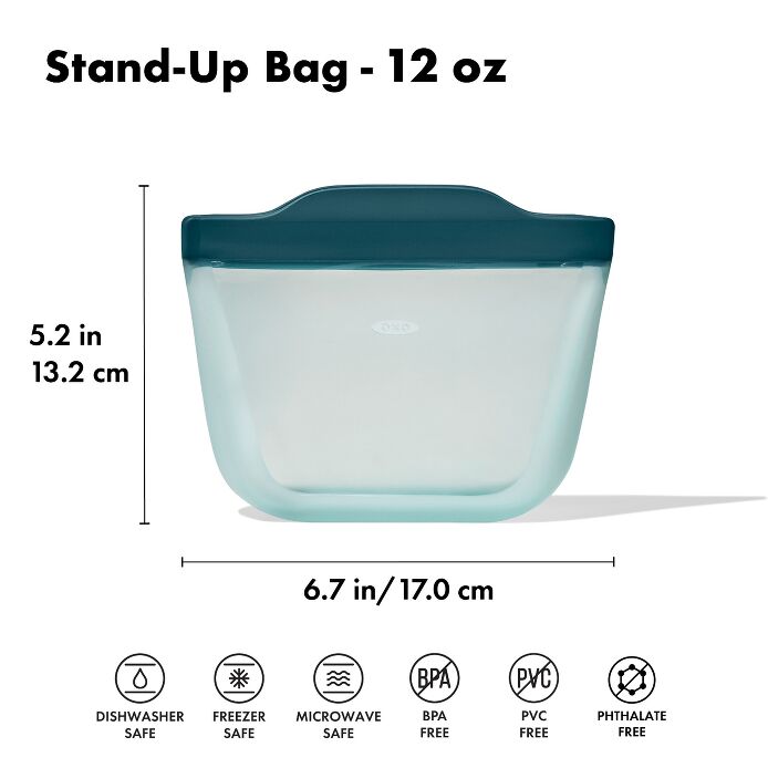 OXO Good Grips Silicone Reusable Bag - Stand-Up Snack (12 oz) – Lagoon