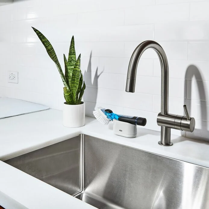 Soap Dispensing Dish Brush Storage Set