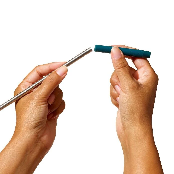 4-Piece Reusable Straw and Brush Set with Case