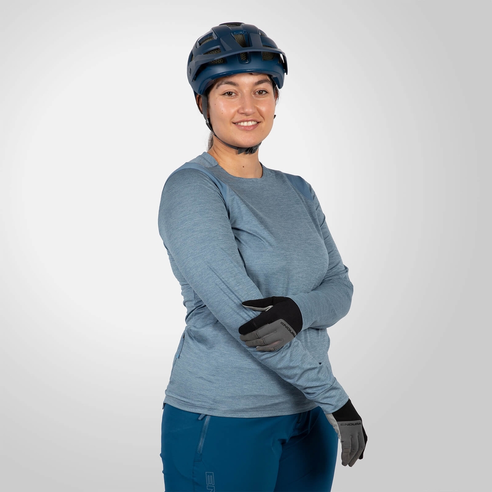 Women's SingleTrack L/S Jersey - Blue steel - XL