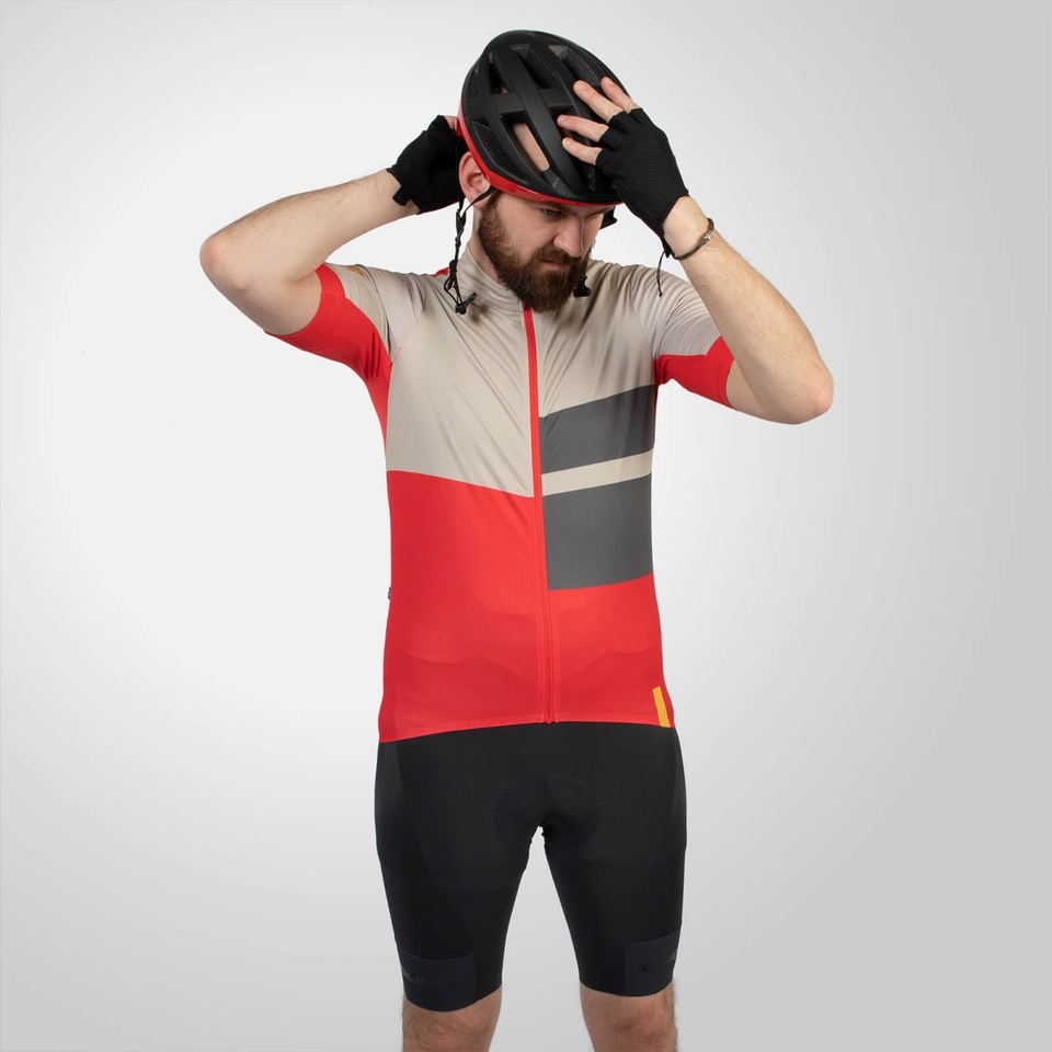 Men's FS260 Print S/S Jersey - Pomegranate - XXL