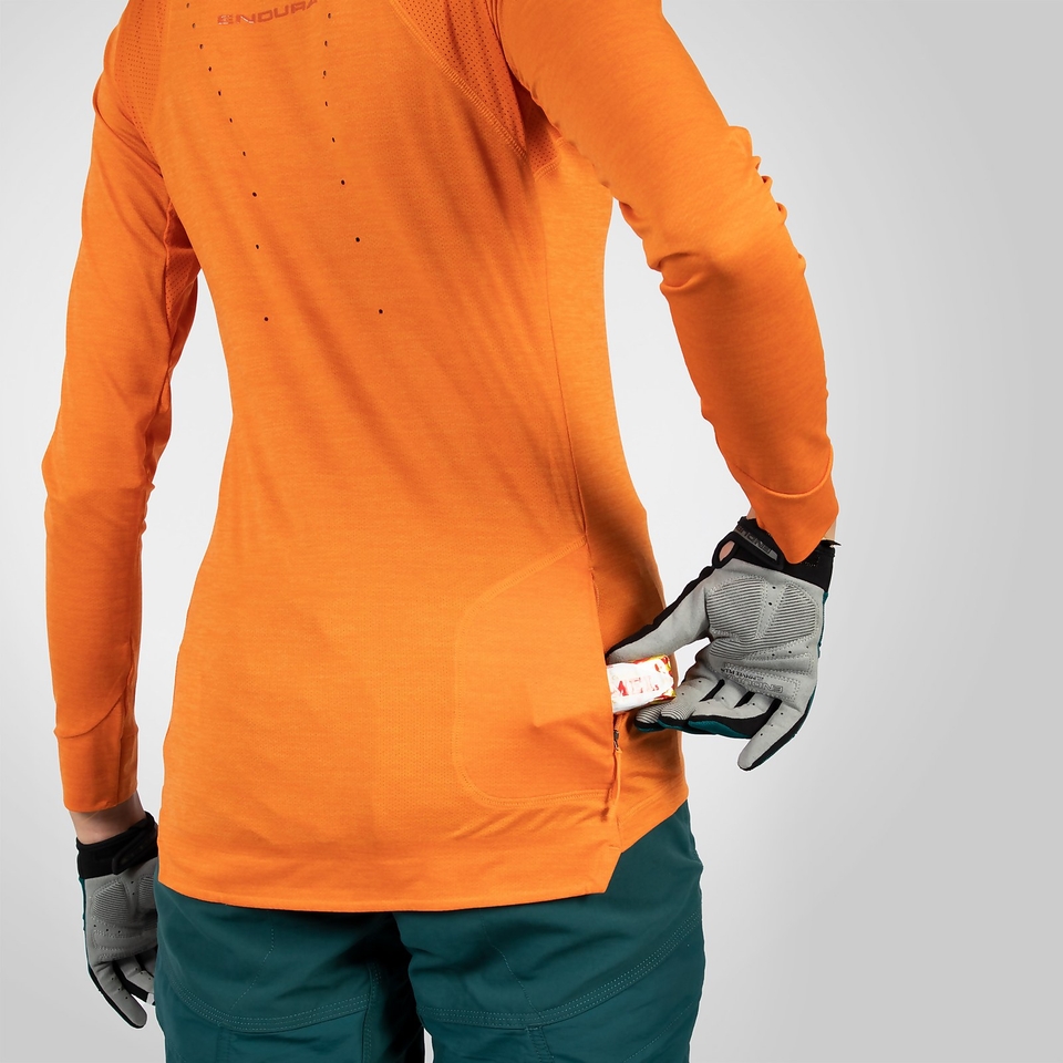 Women's SingleTrack L/S Jersey - Mango - XXL