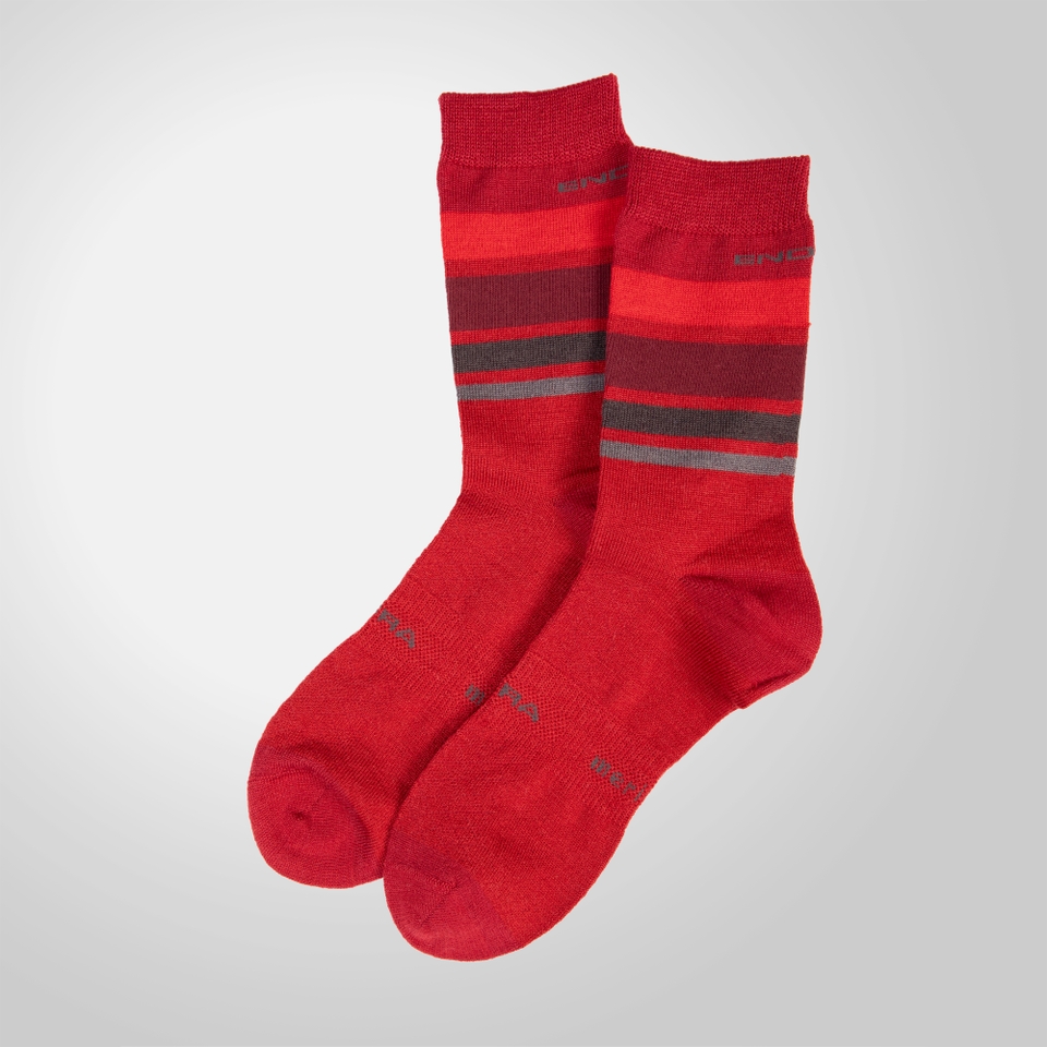 Men's BaaBaa Merino Stripe Sock - Red - S-M