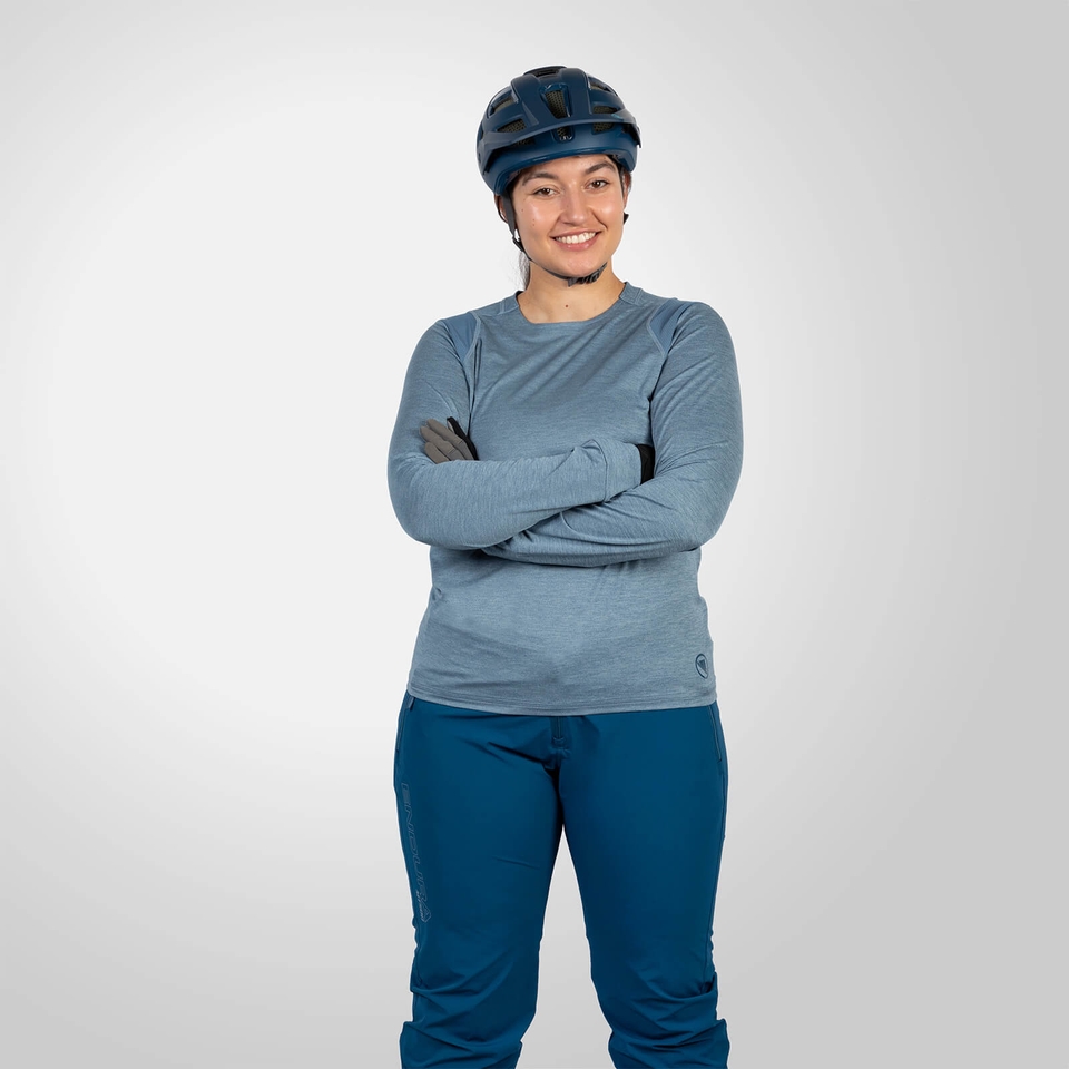 Women's SingleTrack L/S Jersey - Blue steel - XL