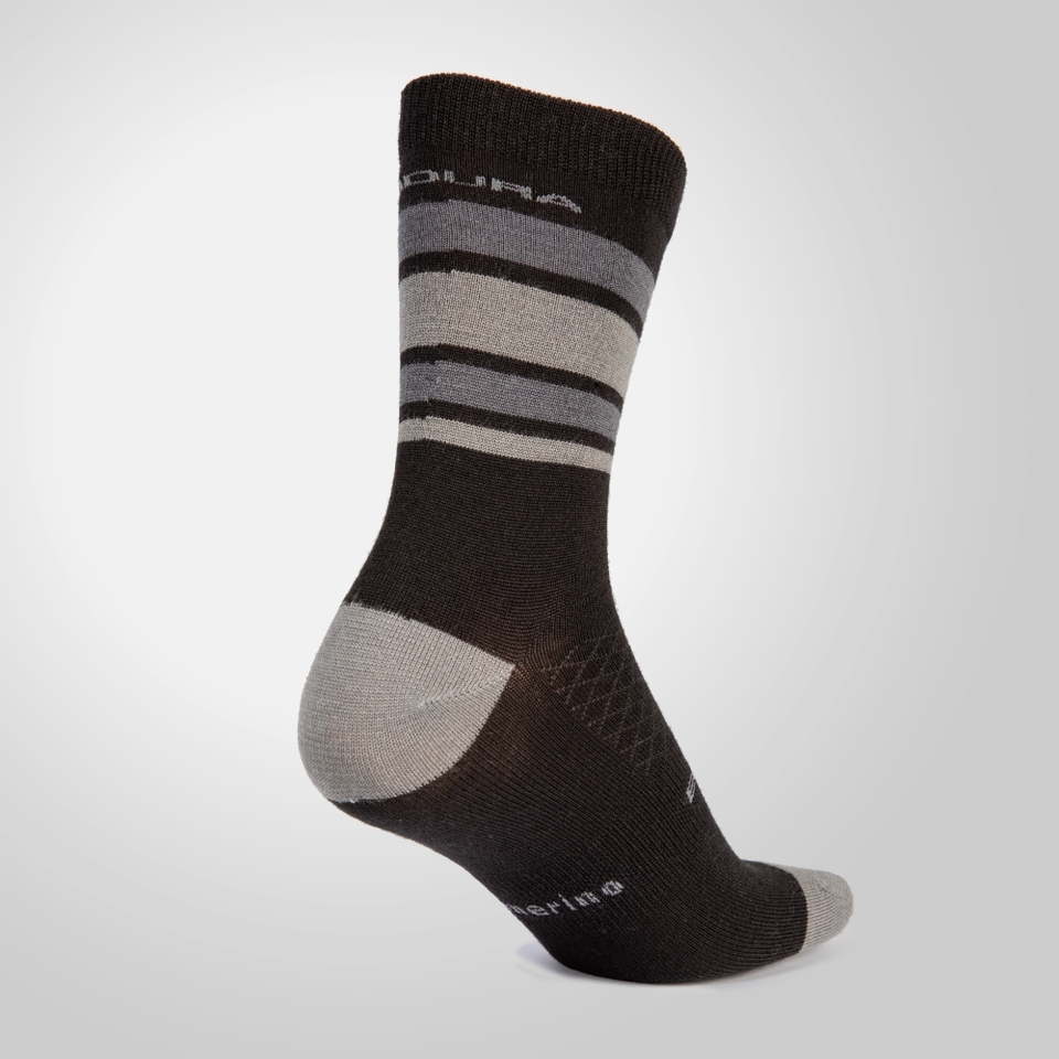 Men's BaaBaa Merino Stripe Sock - Matt Black - S-M