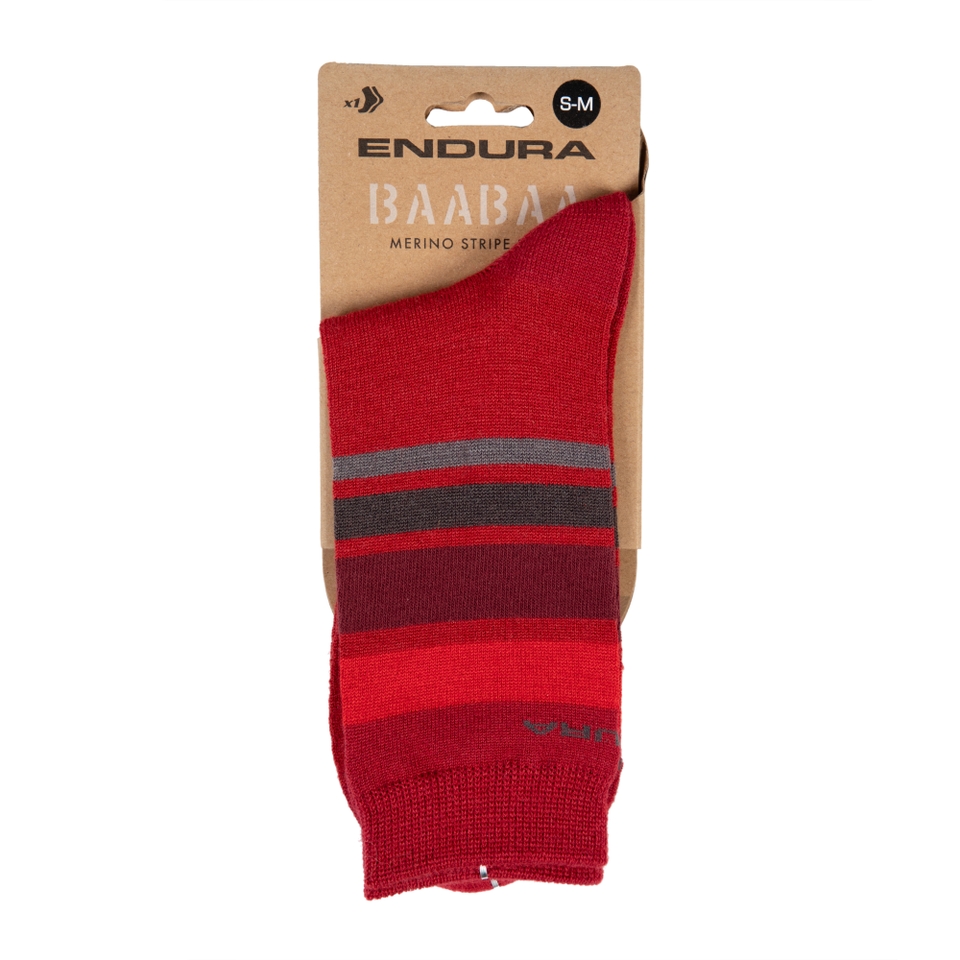 Men's BaaBaa Merino Stripe Sock - Red - S-M
