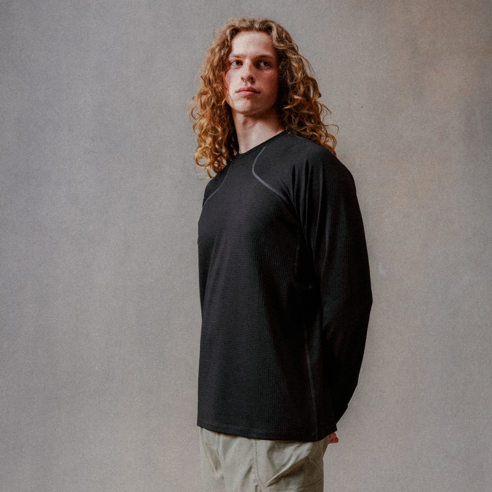 Unisex Long Sleeve Corner Shirt Black - XXS