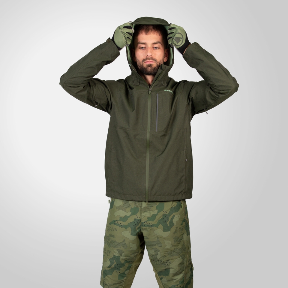 Men's Hummvee Waterproof Hooded Jacket - Bottle Green - XXXL