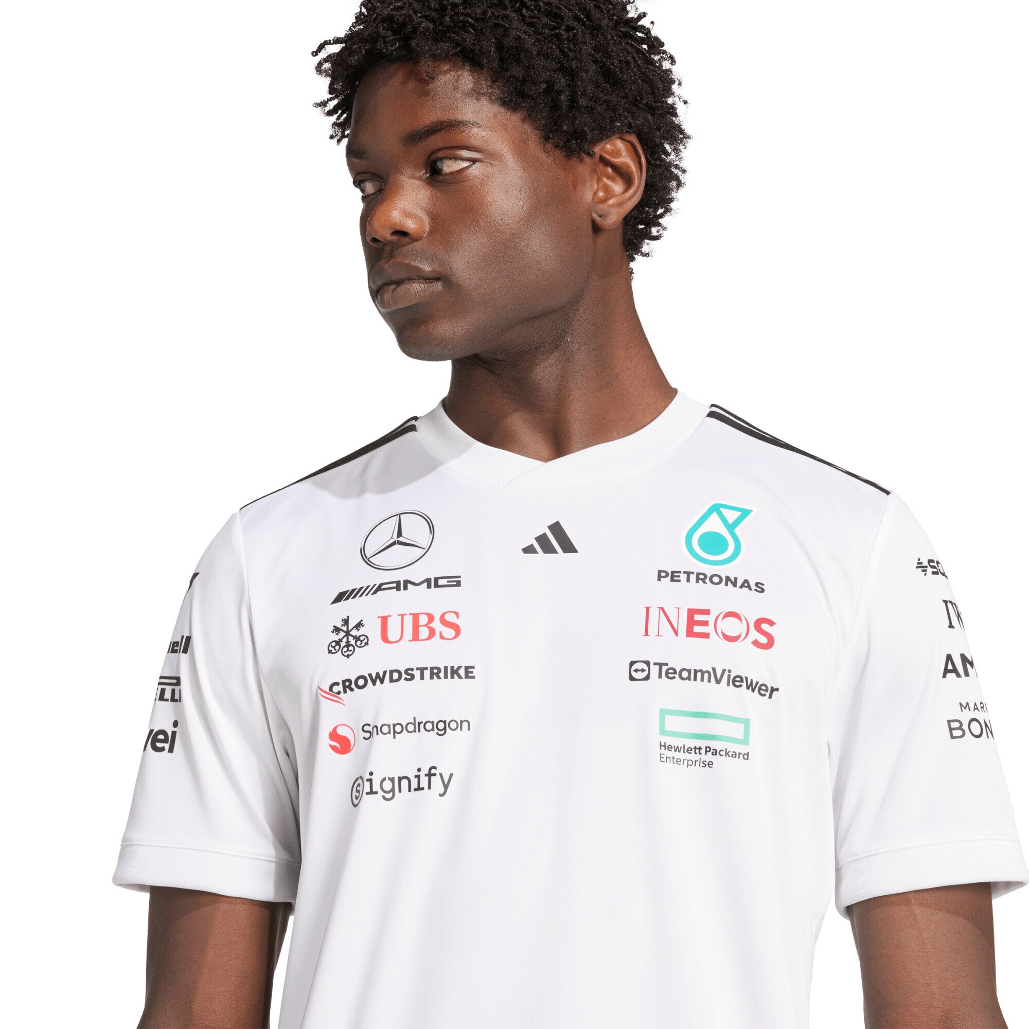 Mercedes AMG Petronas adidas F1 2025 Team Driver T-Shirt - White