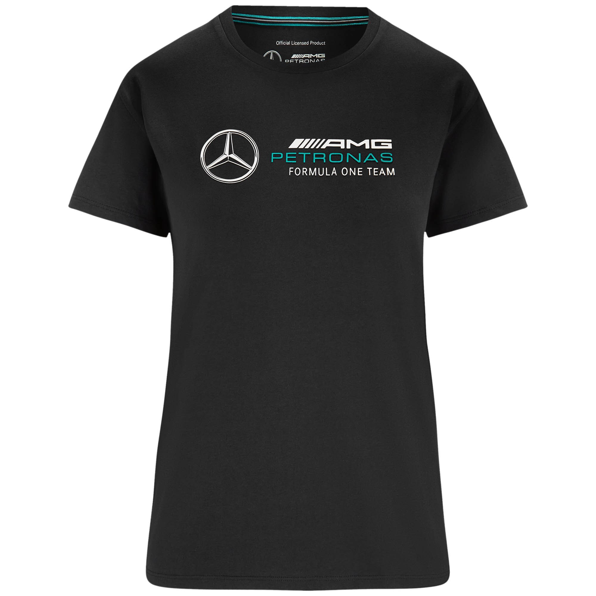 Mercedes AMG Petronas F1 Large Logo T-Shirt - Black - Womens