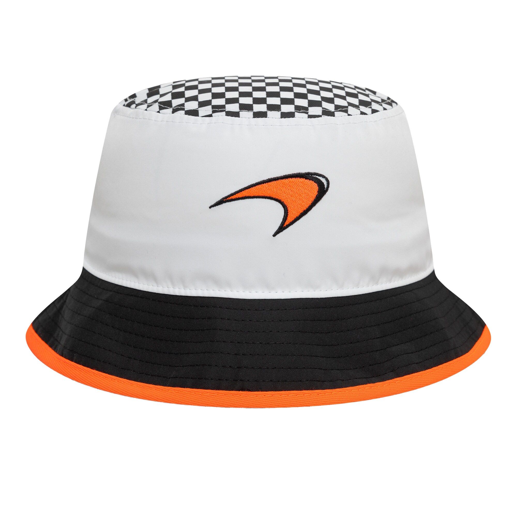 McLaren New Era Checkered Tapered Bucket Hat - White