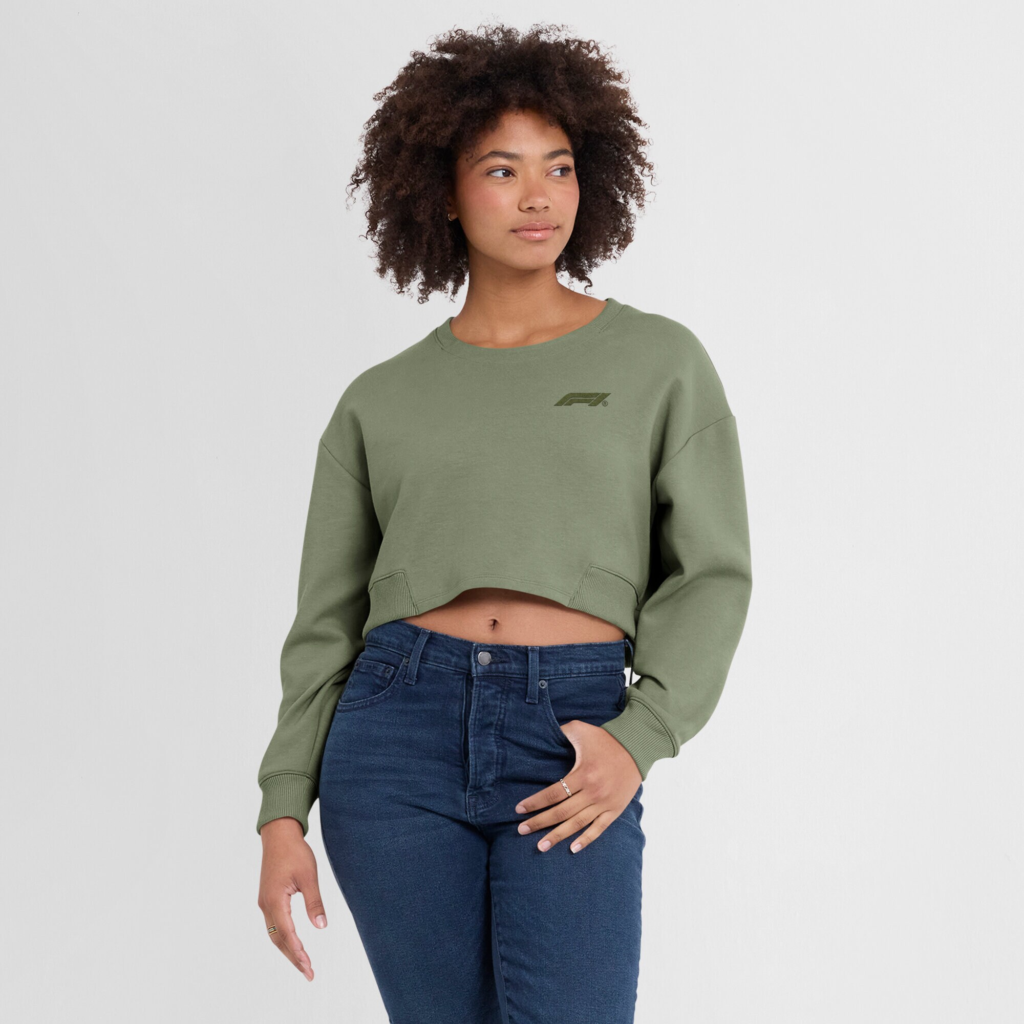 Formula 1 Elevated Gym Crew Sweatshirt - Pale Olive - Womens