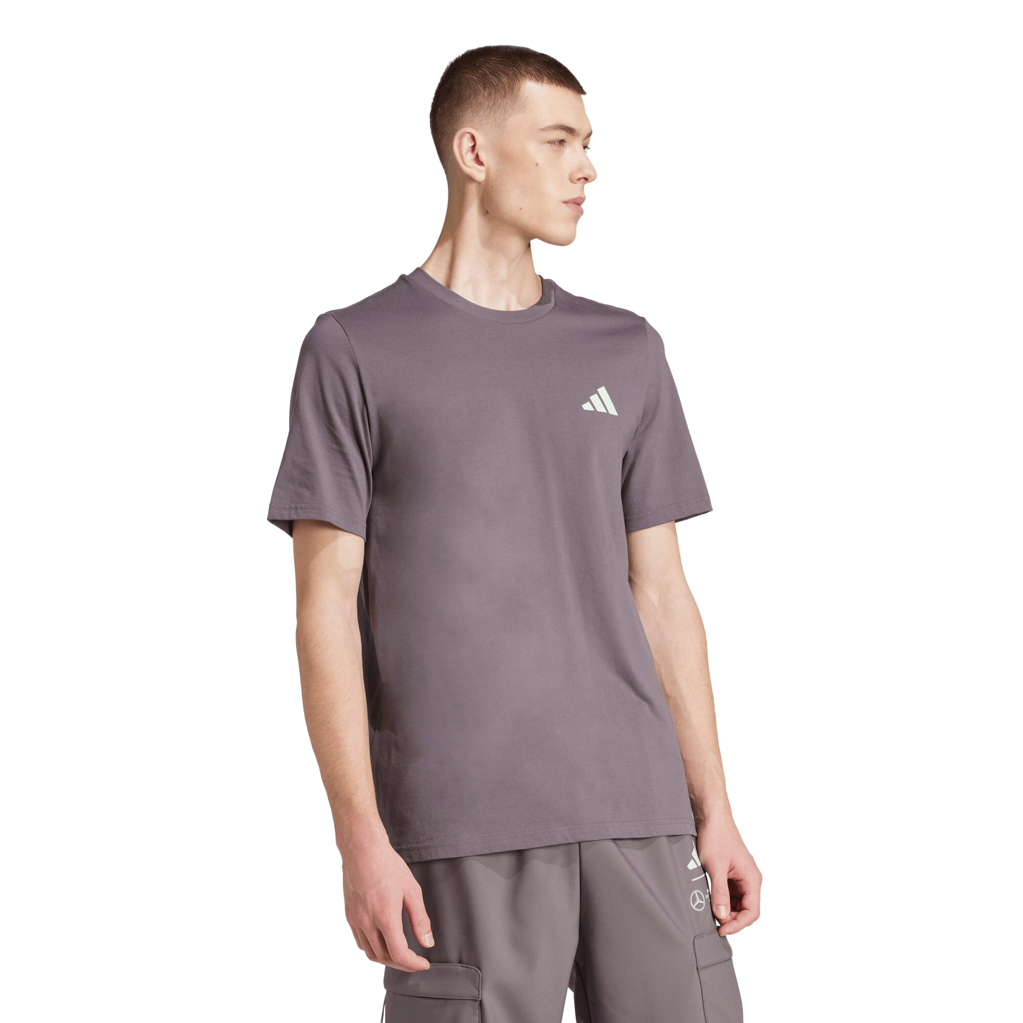 Mercedes AMG Petronas adidas F1 Premium Woven Back Logo T-Shirt - Grey