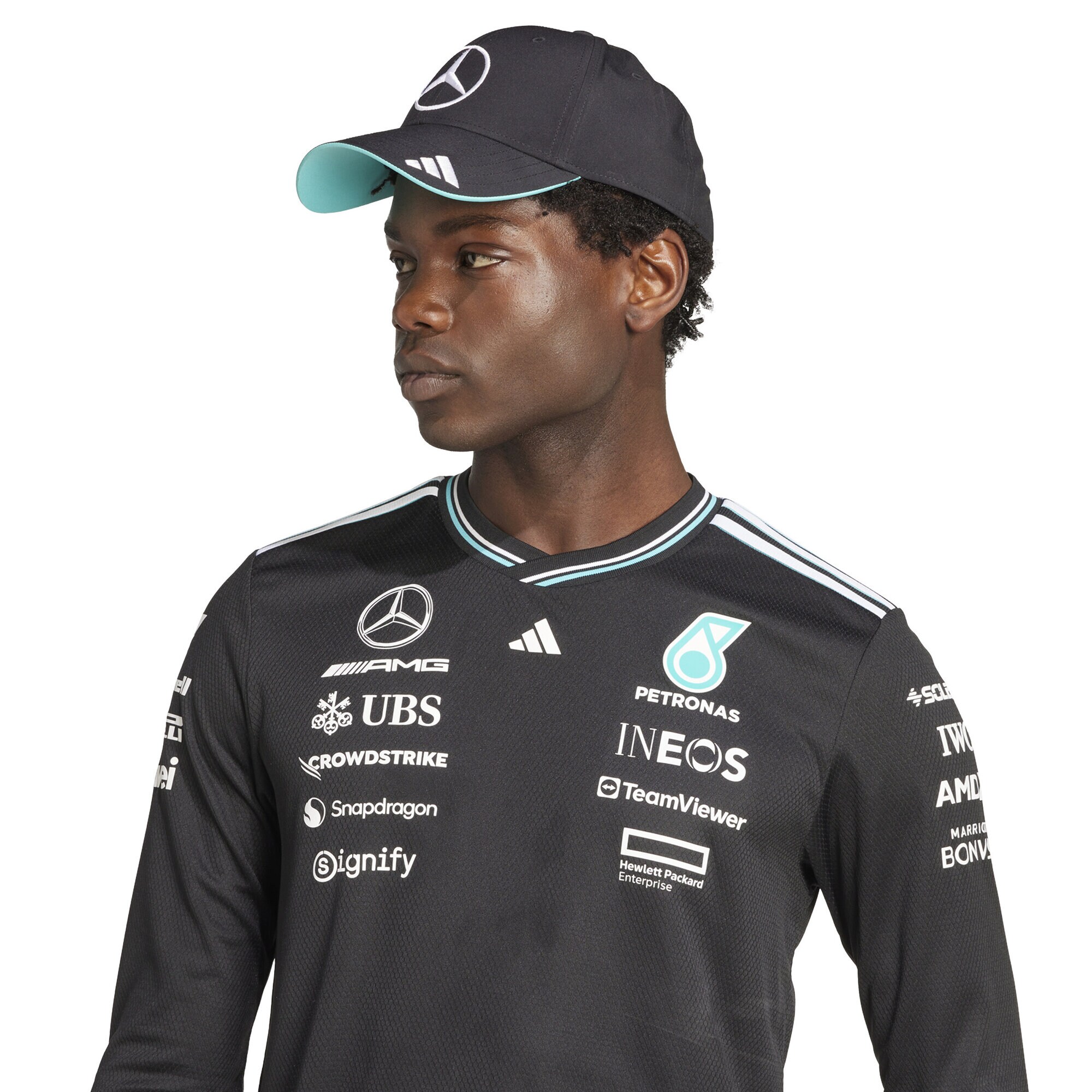 Mercedes AMG Petronas adidas Authentic Team Driver Long Sleeve T-Shirt - Black