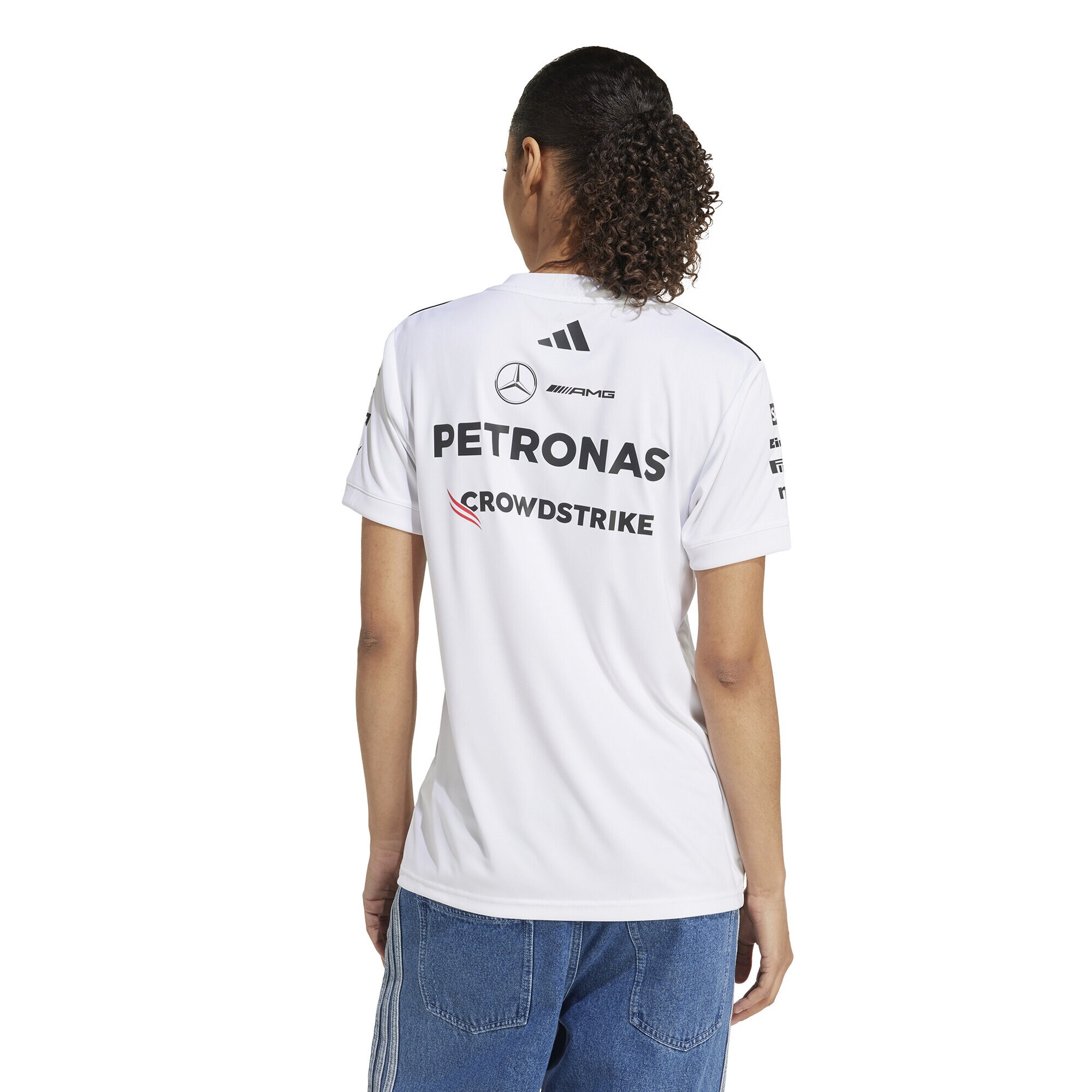 Mercedes AMG Petronas adidas F1 2025 Team Driver T-Shirt - White - Womens