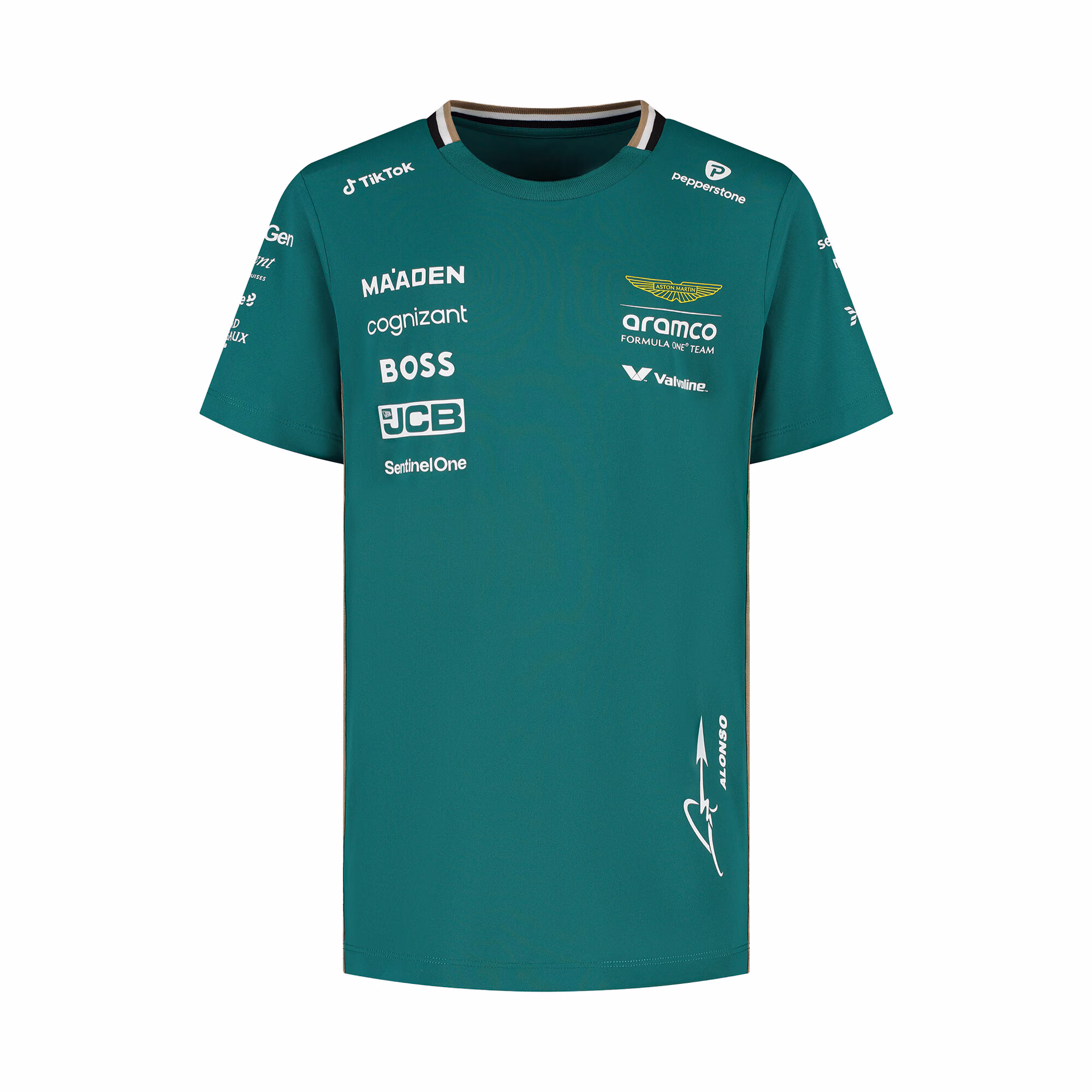Aston Martin Aramco Cognizant F1 2025 Fernando Alonso Team Driver T-Shirt - Kids