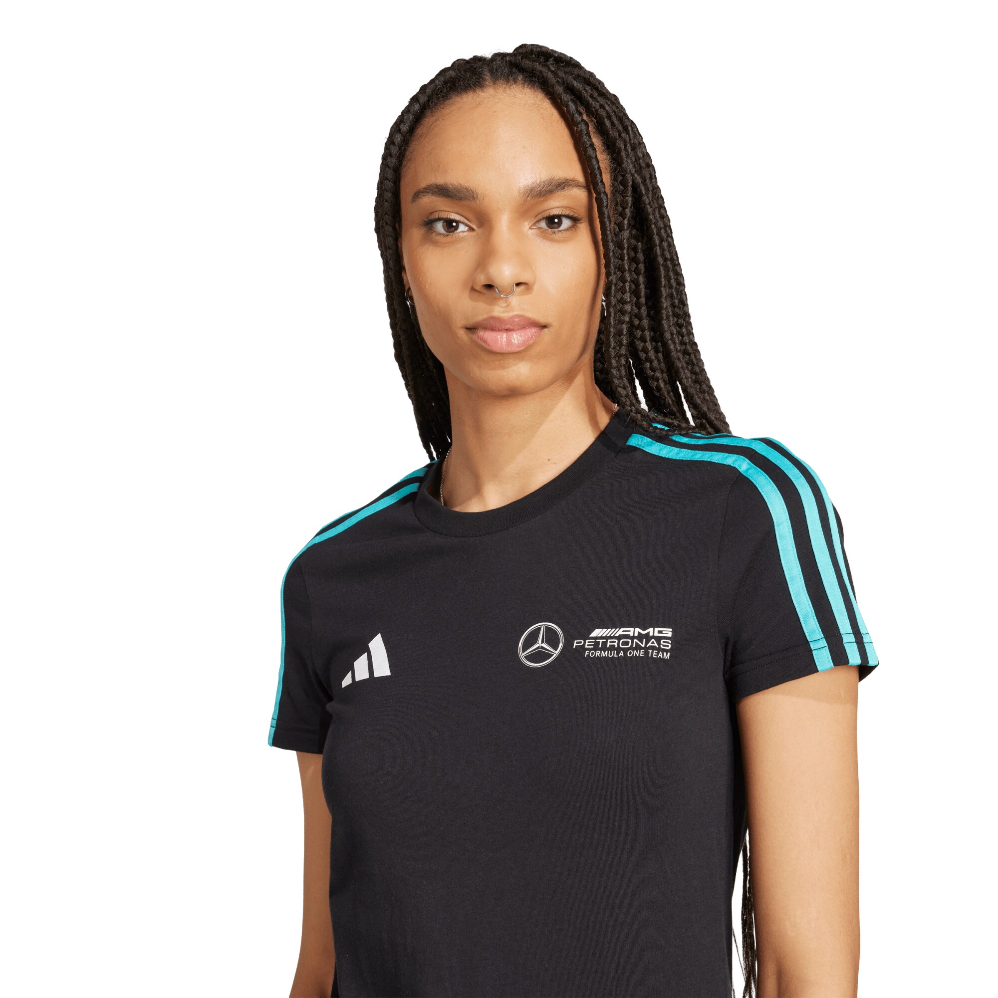 Mercedes AMG Petronas adidas F1 Logo T-Shirt - Black - Womens