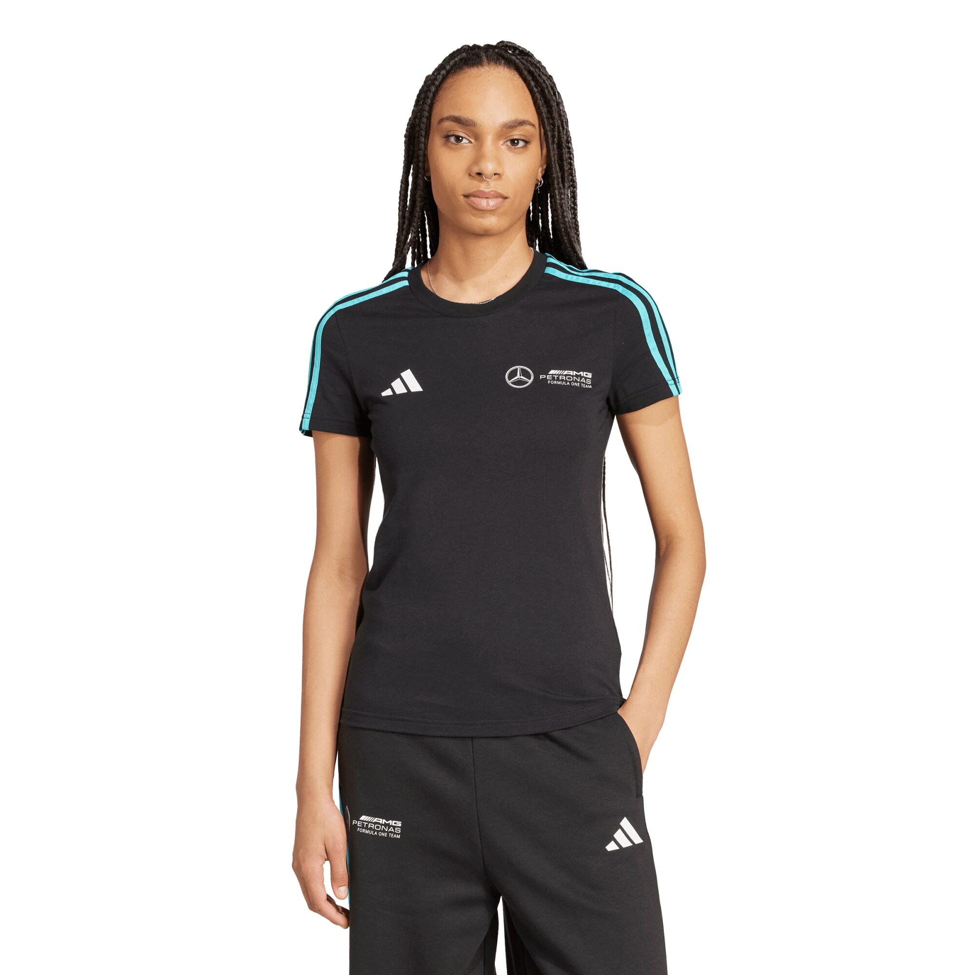 Mercedes AMG Petronas adidas F1 Logo T-Shirt - Black - Womens