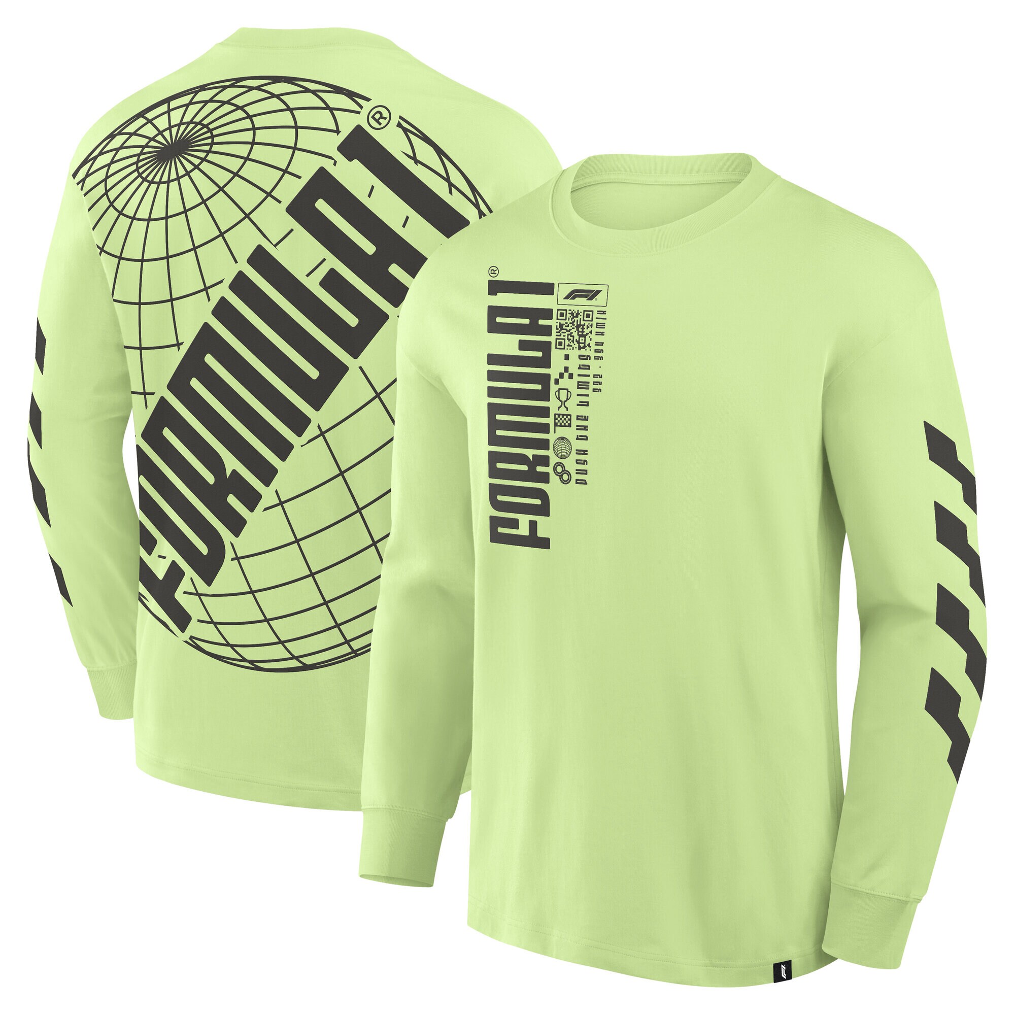 Formula 1 Globe Back Print Long Sleeve T-Shirt - Shadow Lime
