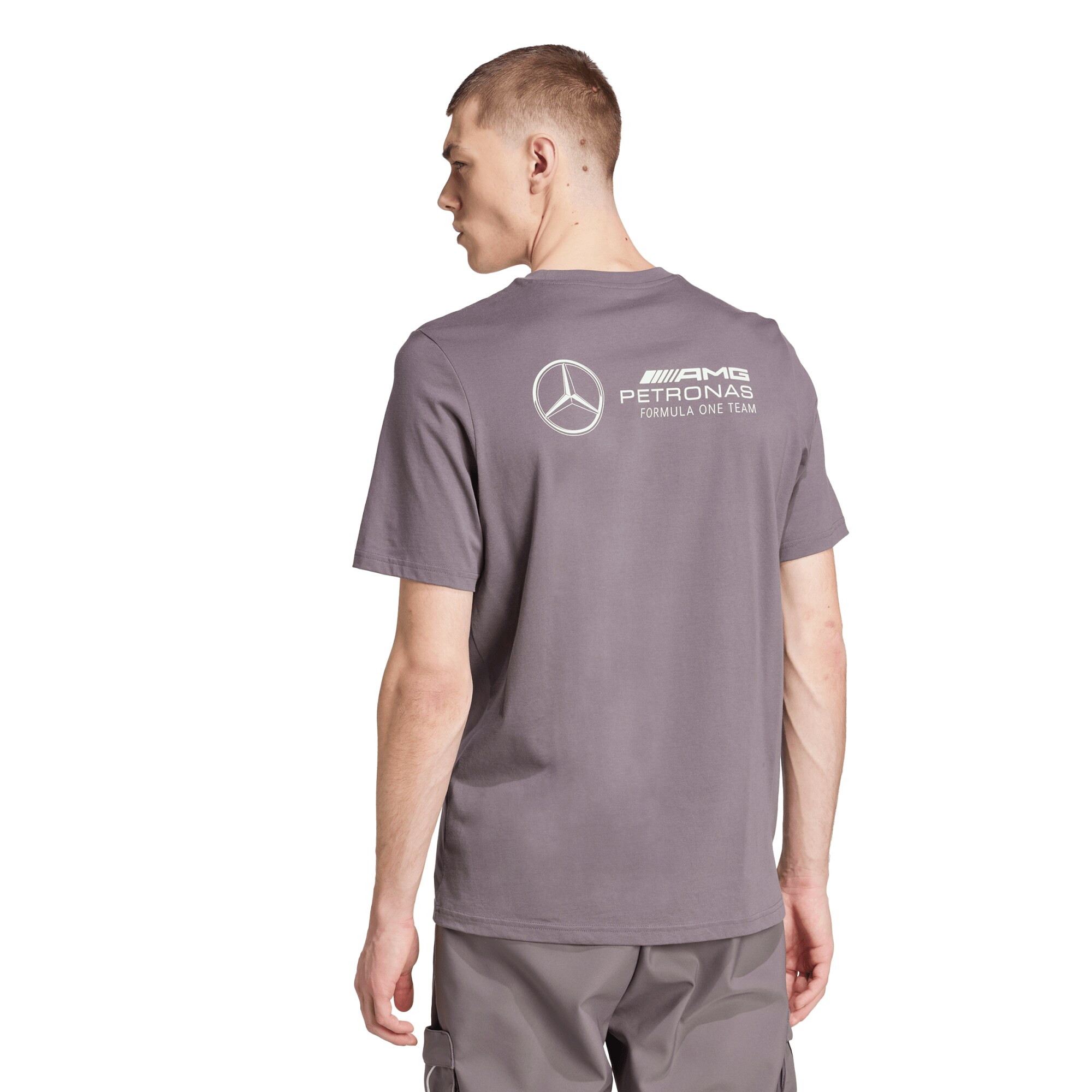 Mercedes AMG Petronas adidas F1 Premium Woven Back Logo T-Shirt - Grey